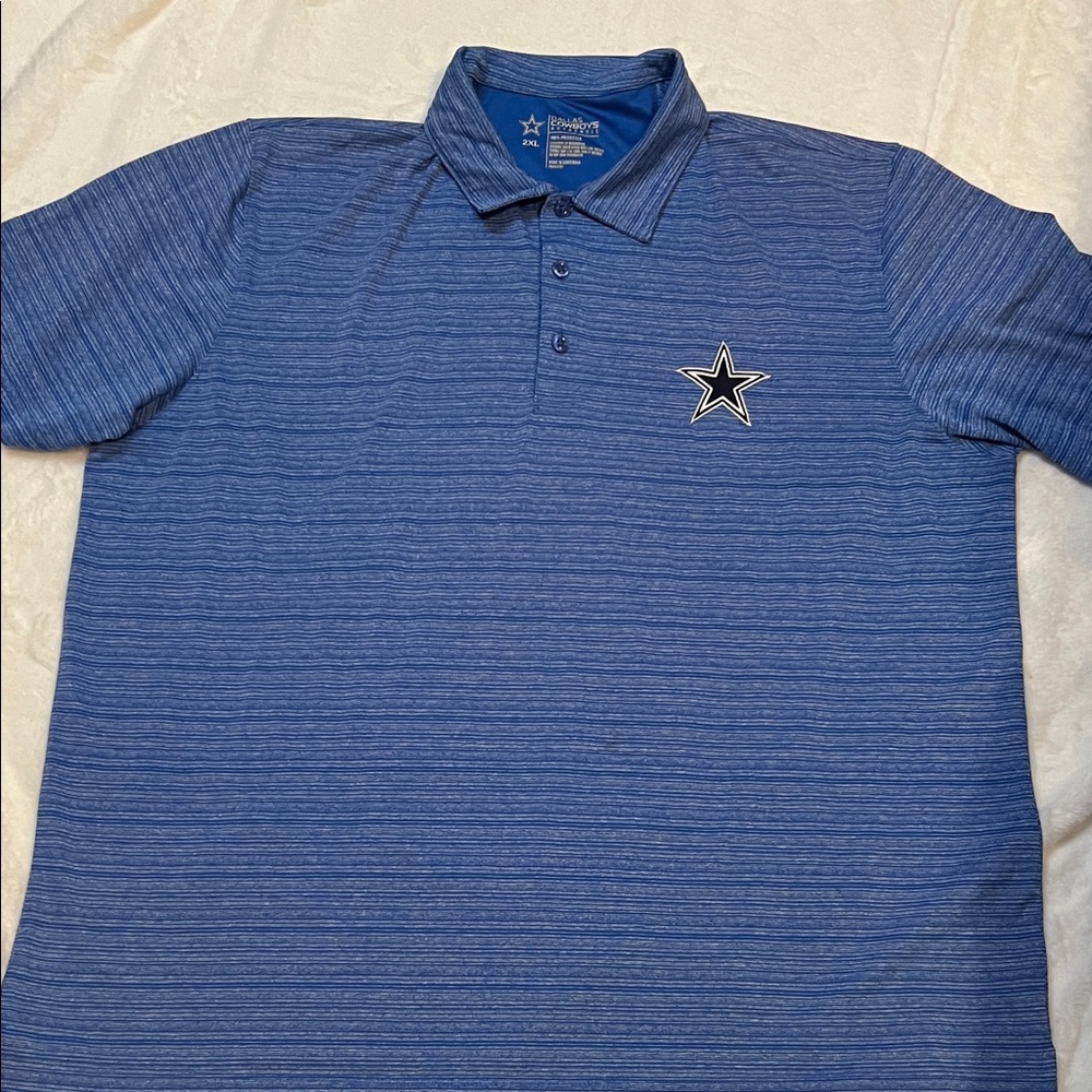 Men's Blue Polo Shirt with Star Emblem
